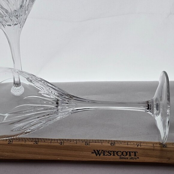 Cristal dArques Fiama Wine Glasses 8" Set/2 crystal goblet vertical cuts swirl - Picture 10 of 11